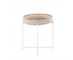 Mesa auxiliar con tablero extraíble de mimbre trenzado