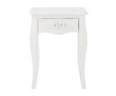 Mesita de noche con cajón de madera blanca 40 cm de largo Charlotte
