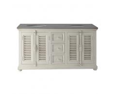 Mueble de doble lavabo de mango blanco roto y piedra Castille