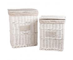 2 cestas de la ropa de mimbre y lino