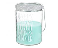 Vela-farol de cristal azul Al. 17 cm HAPPY HOURS