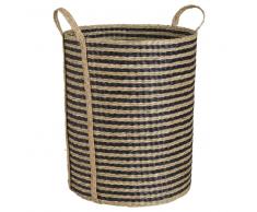 Cesta para la ropa de algas con rayas negras