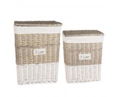2 cestas de la ropa de mimbre y lino