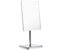 Axentia Espejo cosmético, Espejo de maquillaje Rectangular, Espejo de tocador para baño, Espejo afeitado con ángulo ajustable, Plateado, aprox. 21 x 22 x 9 cm