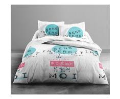 Today 016053 Only Juego de cama para 2 personas dibujo Sens interdit poliéster blanco/azul/rosa 240 x 220 cm