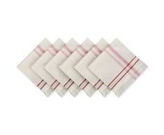 DII ColecciÃ³n de Mesa de Rayas francesas Mantel de Comedor Estilo Granja, AlgodÃ³n, Gris Pardo/Rojo, Napkin Set, 20x20, 6
