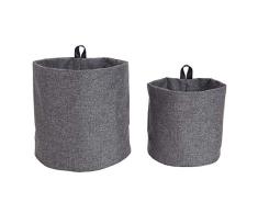 Bigso Box of Sweden Cesta colgante grande de poliéster y cartón â Cesta de pared con trabilla y aspecto de lino â Cubo de almacenaje para colgar o poner de pie â gris