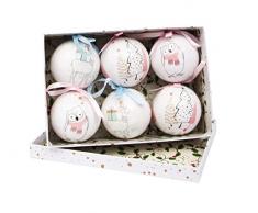 Ciao Juego de 6 Bolas Decorativas Merry Christmas Ãrbol, Reno y BÃºho (Ã 7,5 cm) con Cinta de Tela para Ã¡rbol de Navidad en Caja de Regalo