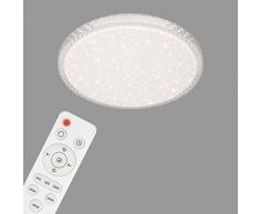 BRILONER Lámpara de Techo LED, plafón con decoración de Estrellas y Cristales, Regulable, Incluye Remoto, Control de Temperatura de Color, luz Nocturna, à 39,3 cm, Blanco/Transparente