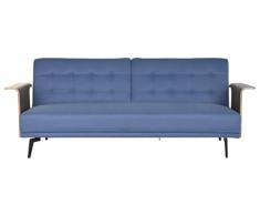 DRW Sofa Cama 2 plazas abatible Azul Madera eucalipto 149x76x77 cm