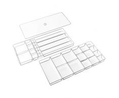 InterDesign - Linus - Caja-alhajero de 2 niveles, Organizador de armario y cajón para collares, pulseras, aros, pendientes, broches, accesorios para el cabello - grande - Claro