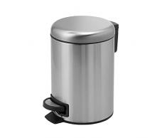 Gedy G-Potty - Papelera de baÃ±o satinada de 5 L, medidas: 27,5 x 20,6 x 26,8 cm, acero inoxidable y polipropileno, cesta de baÃ±o con cierre suave, cesta extraÃ­ble, diseÃ±o I+D