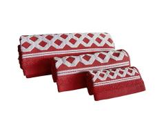 JUEGO DE 3 TOALLAS DE BAÃO DE ALGODÃN DE RIZO 450 GR/M2, DE 50X30; 100X50; 150X100 CM, COLOR BURDEOS DE LA COLECCIÃN DIAMANTE