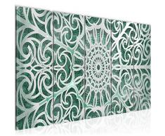 109656b - Cuadro de pared abstracto de mandala (150 x 60 cm, lienzo de fieltro, tamaÃ±o XXL, 5 piezas, fabricado en Alemania, listo para colgar), color verde