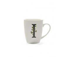 La Porcellana Taza de Letra I, Color Blanco