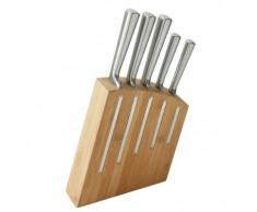 Pradel Jean Dubost 18516 Kimono - Lote 5 Cuchillos de Acero Inoxidable con Soporte de Madera