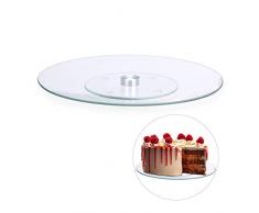 Relaxdays Plato Giratorio Tartas para Servir y Decorar, Vidrio, Transparente, â 30 cm