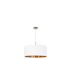 EGLO PASTERI iluminación de techo Cobre, Níquel, Blanco E27 - Lámpara (Cobre, Níquel, Blanco, Salón, Cilindro, Cepillado, Tela, Acero, IP20)