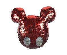 MICKEY Cerda-Cushion Sequins COJIN Lentejuelas, Negro, 30x30 cm