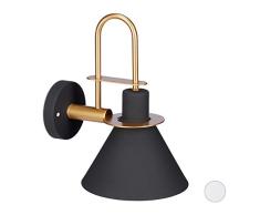Relaxdays, Negro LÃ¡mpara de pared EDITORIAL, Aplique para lectura, Industrial, Metal, E27, 40W