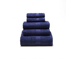 Sancarlos - Juegos DE Toallas Lisos YANAI Azul - 5 Piezas - Densidad 450 g. - Rizo 100% Algodon