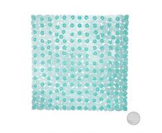 Relaxdays Alfombrilla Ducha, Diseño Piedra, Esterilla Antideslizante Cuadrada, Lavable, PVC, 1 Ud, 53 x 53 cm, Turquesa