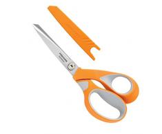 Fiskars Tijeras multiuso, Longitud de las hojas: 9,5 cm, Hoja de acero inoxidable/Mangos de plástico, Naranja, RazorEdge, 1014579