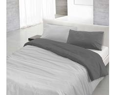 Italian Bed Linen Natural Doble Color y Funda de Almohada, Gris Claro/Humo, 3 Unidades