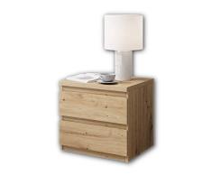 Stella Trading OLLI Dos cajones en Aspecto de Roble Artisan â Moderna mesita de Noche con Espacio de Almacenamiento para tu Cama, Madera de ingenierÃ­a, 45 x 44 x 38 cm