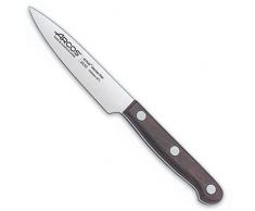 ARCOS Cuchillo pelar 4 pulgadas Acero Inoxidable Nitrum, Cuchillo pelar pelar frutas y verduras, Mango madera palisandro marrón y Hoja 100 mm, Innovación, elegancia, Serie Atlántico, Color marrón