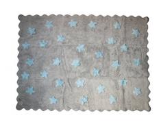 Aratextil Eden Alfombra Infantil, Algodón, Gris y Celeste, 120x160 cm