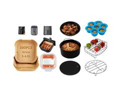 COSORI Papel Horno para Freidora sin Aceite, 100 Piezas Papel Horno Cuadrado de Desechable + COSORI Accesorios para Freidora sin aceite 3.5L, Molde para resposterÃa