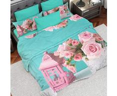 PETTI Artigiani Italiani Nordicas, Funda Edredon, Ropa Made in Italy, 100% Satin, SHABBY ROSE, CAMA 90-100 (150x200)