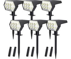 AYCLIF Luces Solares LED Exterior Jardin, Farolas Solares Exterior,108 LED Impermeable Lampara Solar Exterior,4 Modos de Brillo Luces Solares, Adecuado para Valla Ãrbol Pared Patio Sendero (6 Piezas)