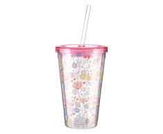 Premier Housewares - Vaso de plástico para Bebidas, estireno de acrilonitrilo, Color Rosa, 450 ml