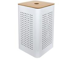 Gelco 707540Â - cesto para la Ropa de Metal y Madera, Blanco, 30Â x 30Â x 50Â cm