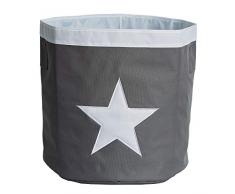 Cesta Grande de almacenaje con Estrella Cosida STORE,IT 671732, poliÃ©ster, Gris/Blanca, 44 x 44 x 44 cm
