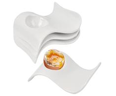 Huevera de Cerámica 4Pzs Soporte para Huevos 13,5 x 8 x 3,5 cm, Soporte para Huevos Duros, Hueveras para Huevos Duros y Blandos, Huevera Porcelana Decorativa, Taza para Huevos Pasados Por Agua