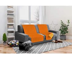 Italian Bed Linen Elegant Protector de Respaldo y Asiento para Sofá, Microfibra, Naranja y Amarillo, 40x30x15 cm