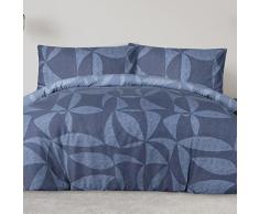 Sleepdown Juego de Funda de edredón Reversible con Textura Recortada, con Fundas de Almohada, Ropa de Cama Suave de fácil Cuidado, Color Azul, Doble (200 cm x 200 cm)
