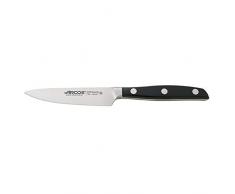 Arcos 160100 Series Manhattan-Paring Knife - Cuchillo de nitrum forjado de acero inoxidable (100 mm, mango de polioxitmetileno (POM), color negro (hoja de seda), y plástico
