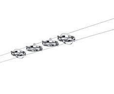 Paulmann Set 94144 System Cardan Juego Ampliable, máx 4x10 W, Cuerda lámpara GU5.3, 7.5 Mate, Cromo, 1000 x 0,5 x 16,5 cm