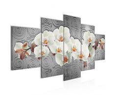 204051c - Cuadro de pared (200 x 100 cm, lienzo XXL, 5 piezas, fabricado en Alemania, listo para colgar), diseÃ±o de orquÃ­dea