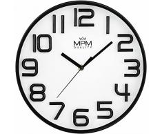 MPM Quality Reloj de Pared, Vidrio PlÃ¡stico, Blanco/Negro, â 300 x 42 mm