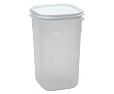 TATAY 1160401 - Contenedor de alimentos hermético con tapa flexible a presión, Plástico transparente con tapa blanca, libre de BpA, 1 litro de capacidad, 10 x 10 x 16,5