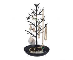 Relaxdays Soporte para joyas de árbol, para almacenamiento de joyas, collares, pendientes y pulseras, 30 x 16 x 15 cm, árbol de joyas, color negro
