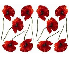 Plage DecoraciÃ³n Adhesiva Amapolas, Vinilo, Rojo, 21x29.6 cm