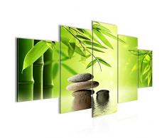 Imagen Feng Shui piedras Wandbild 200 x 100 cm Vlies - lienzo XXL formato Wandbilder salón vivienda Deko Kunstdrucke verde 5 piezas - Made in Germany - listo para colgar 501951a