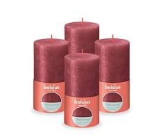 BOLSIUS - Vela rÃºstica de pilar brillante - Rojo - 13 cm - Paquete de 4 - No gotea - Velas no perfumadas, 103667647141