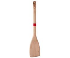 Tefal Ingenio Wood Espátula sólida de madera con lengua de silicona, materiales naturales, sin conductividad térmica, no daña sartenes ni ollas, anillo de silicona para apoyar, madera FSC
